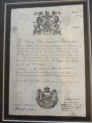 Antique 1851 british passport - antique,